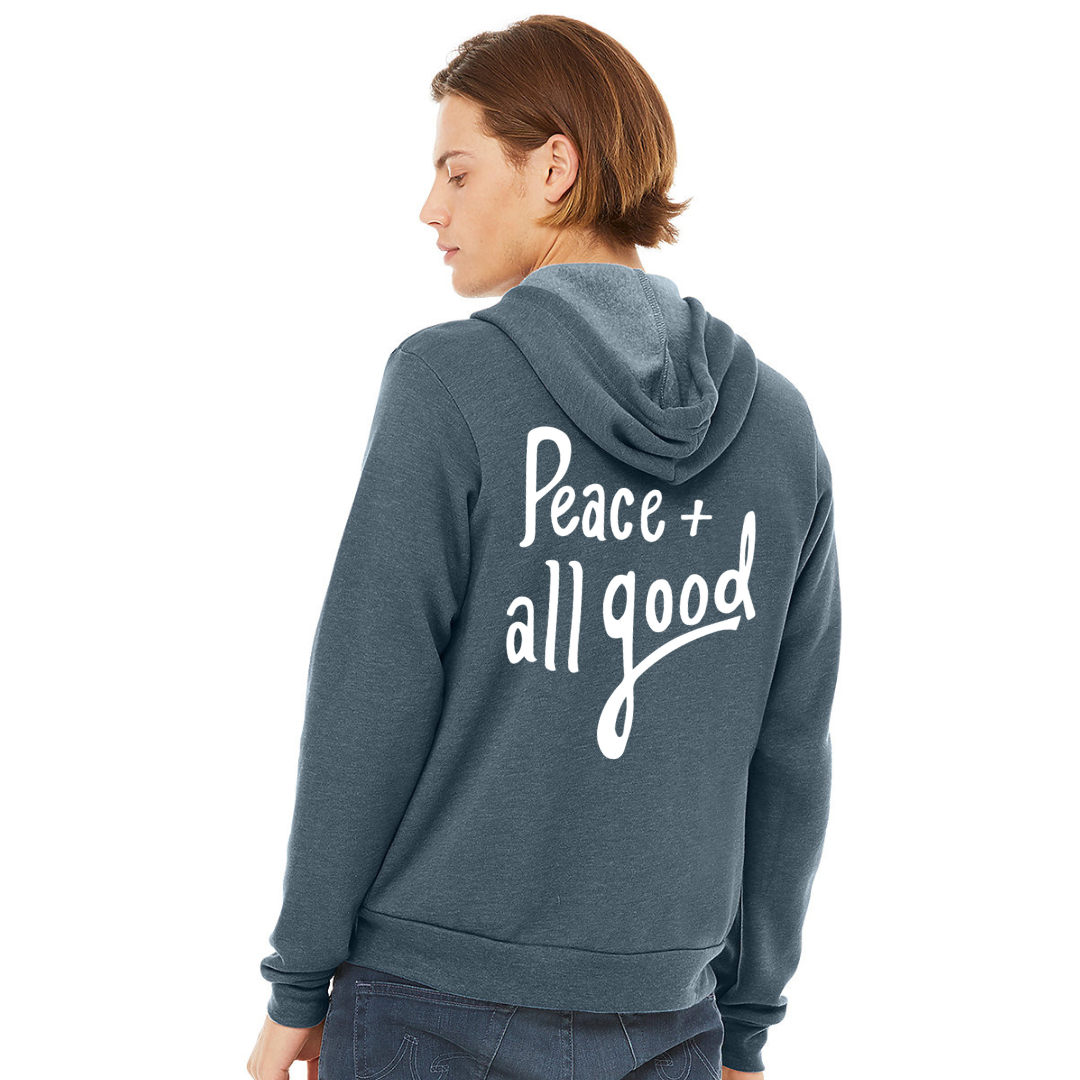 Peace + All Good - Zip Up - Slate