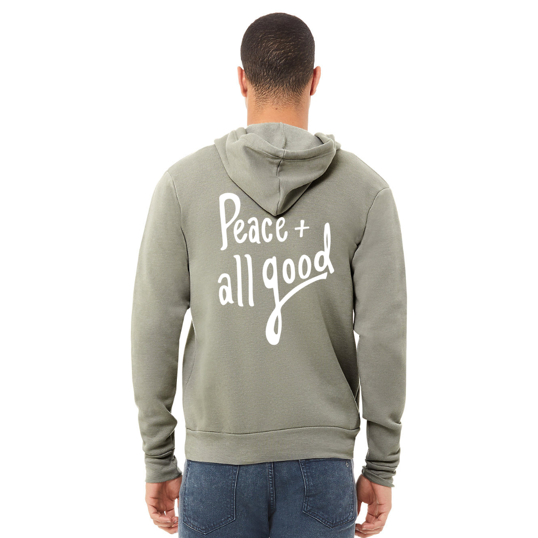 Peace + All Good - Zip Up - Stone