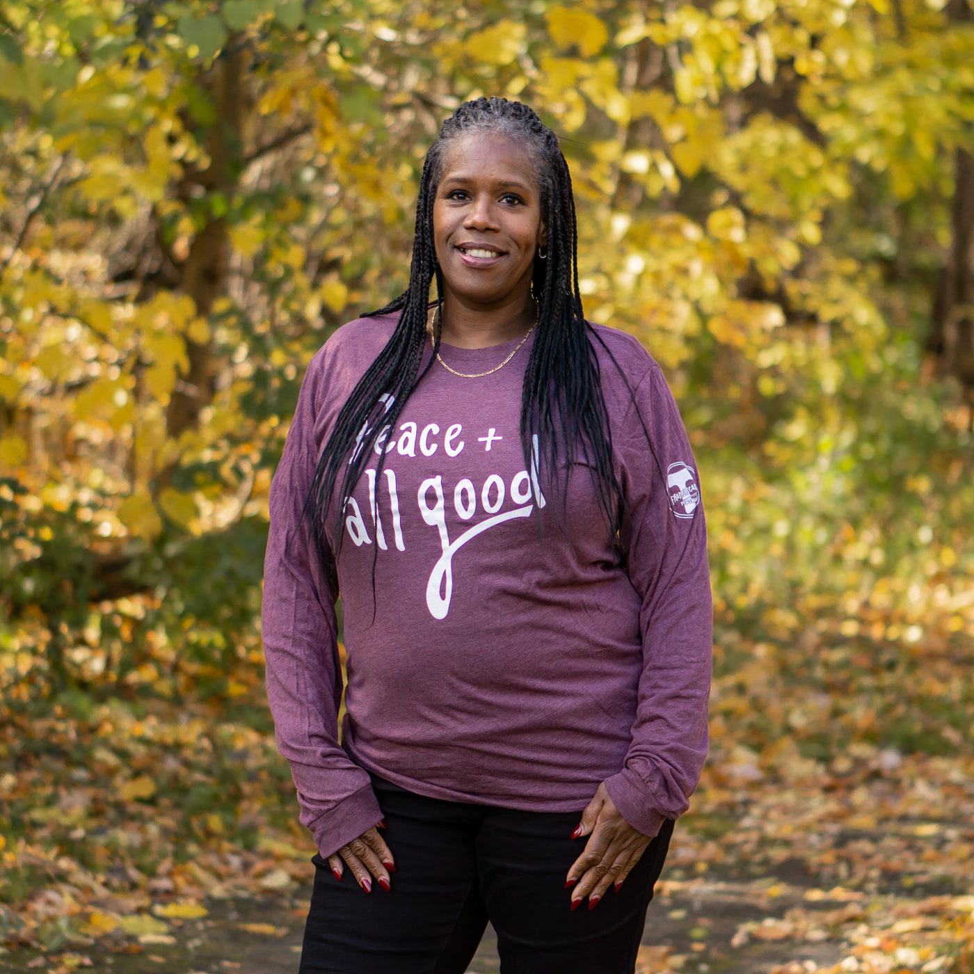 Peace + All Good - Long Sleeved T-Shirt - Plum