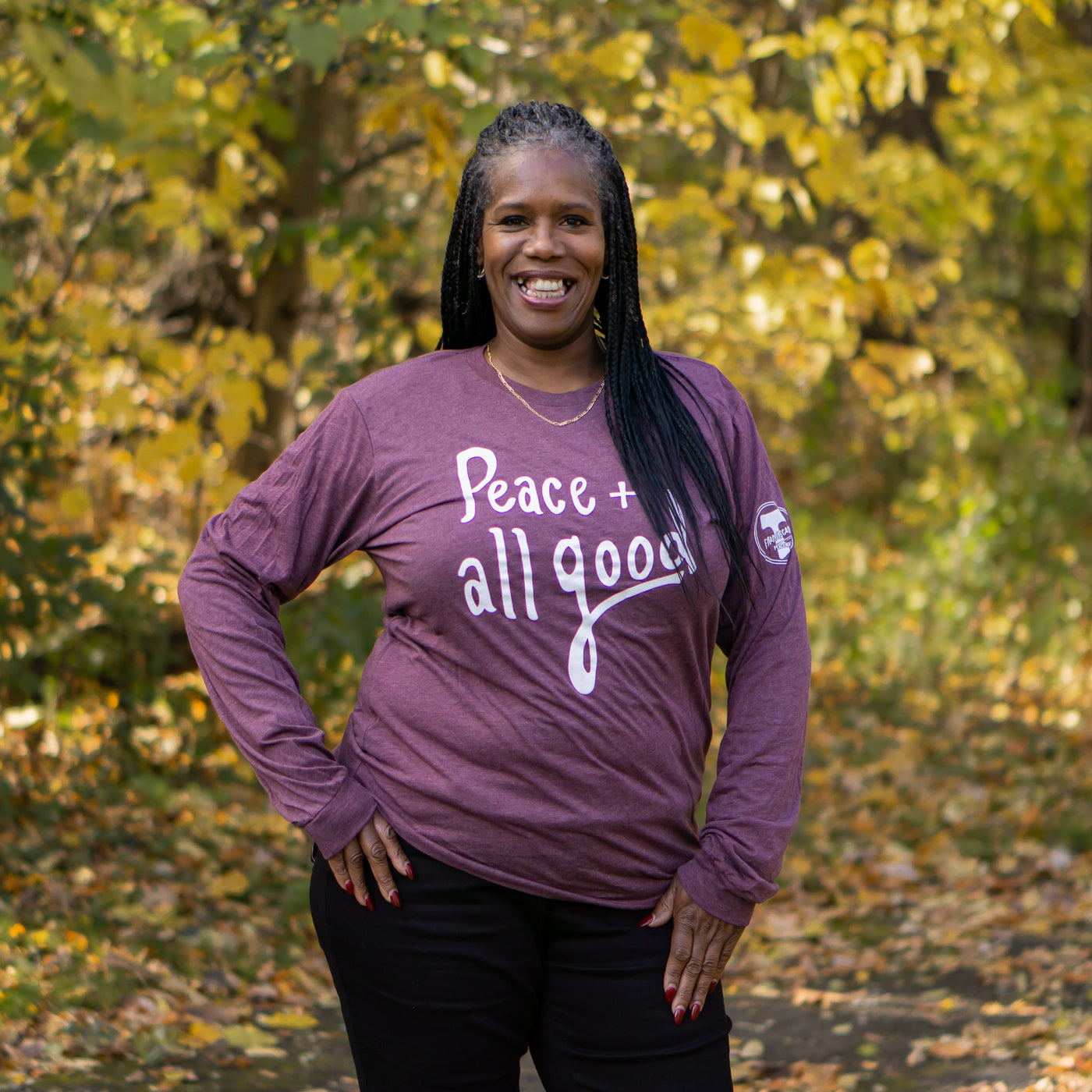 Peace + All Good - Long Sleeved T-Shirt - Plum