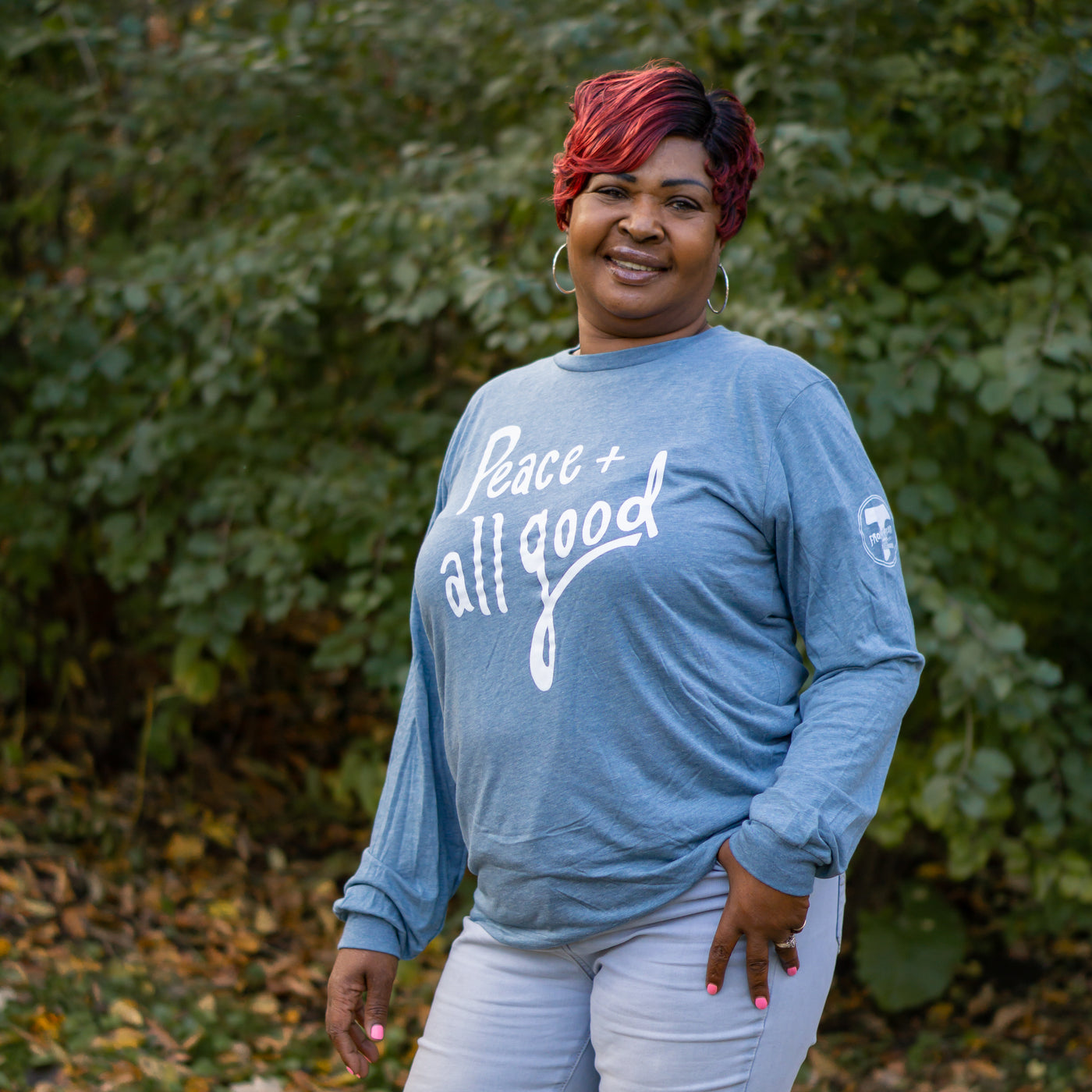 Peace + All Good - Long Sleeved T-Shirt - Slate