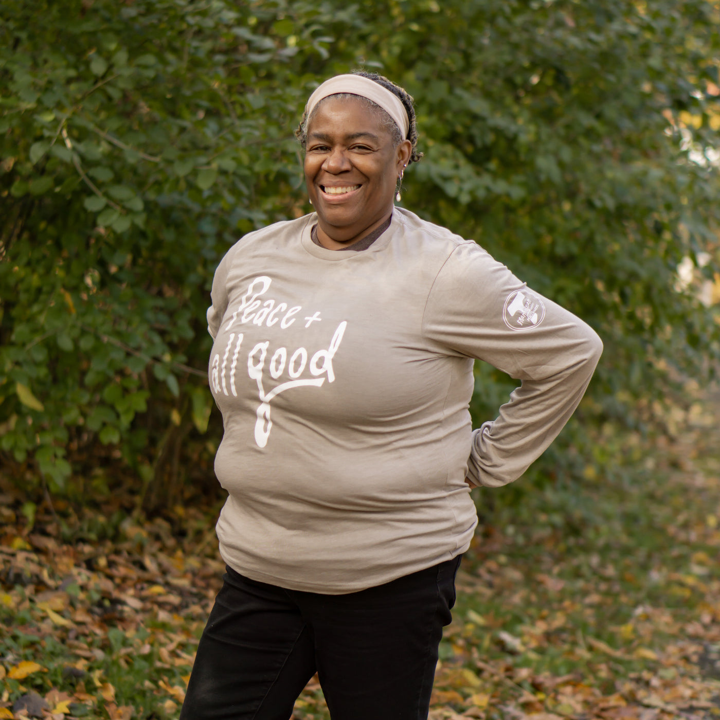 Peace + All Good - Long Sleeved T-Shirt - Stone